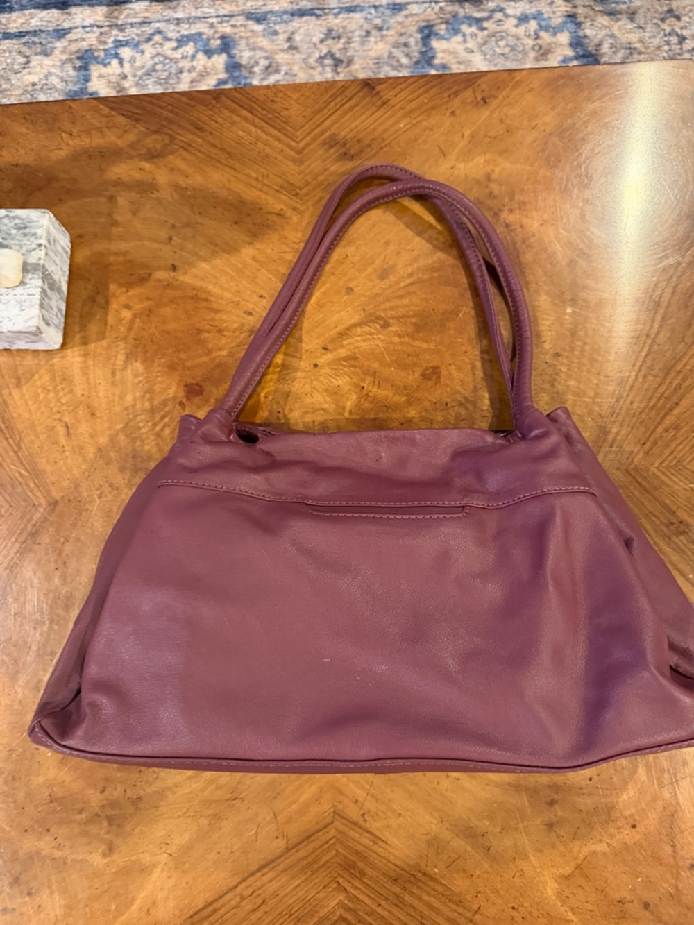 HOBO Burgundy Leather Double-Handle Shoulder Bag - Picture 6 of 13
